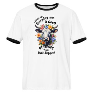 I Woke Up With A Good Attitude Then Idiots Happen Ringer T-Shirt Next Level 3604 | Sarcastic Retro Contrast Trim Tee | 4.3 oz Combed Cotton Unisex Graphic Shirt